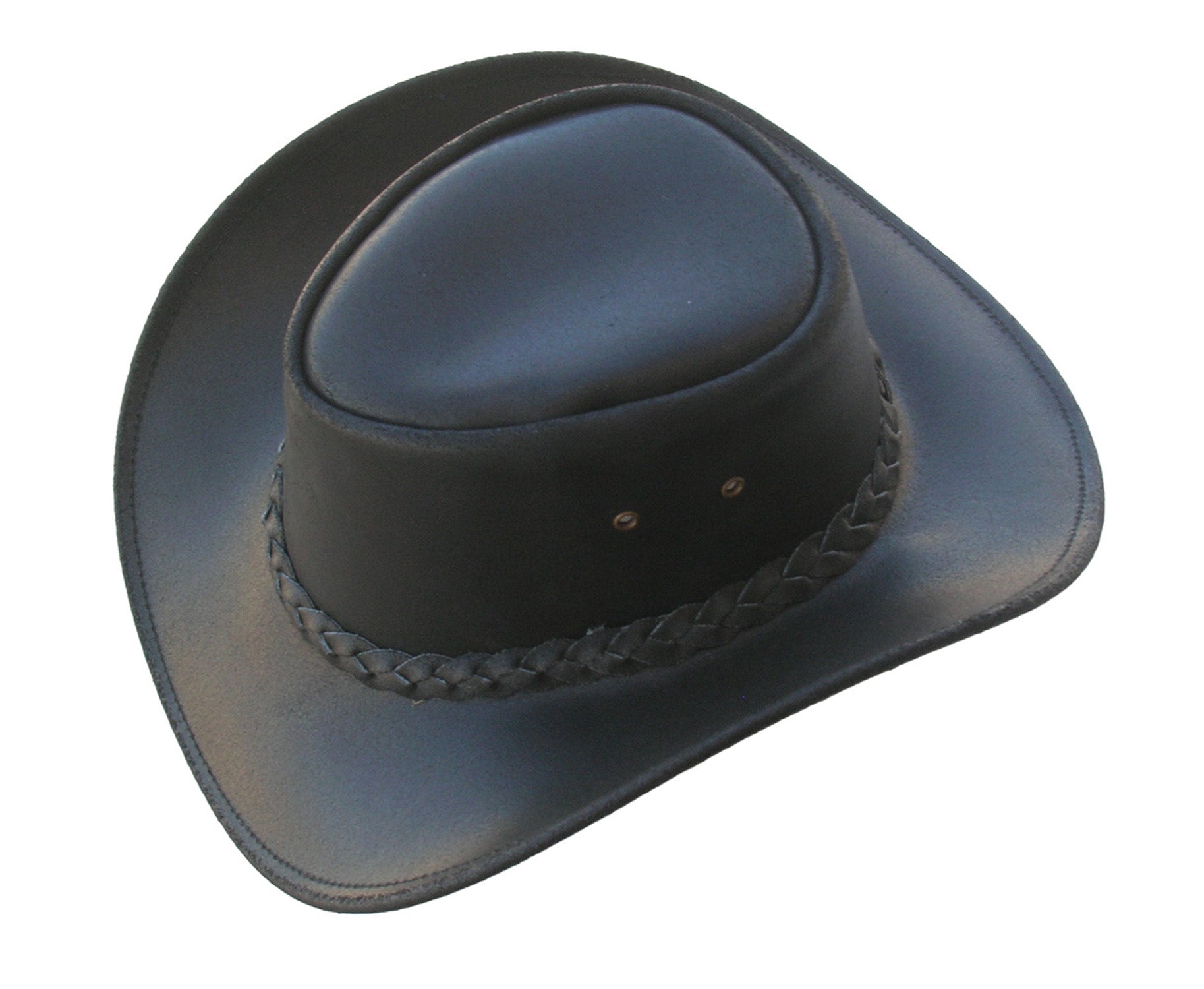 black leather cowboy hat